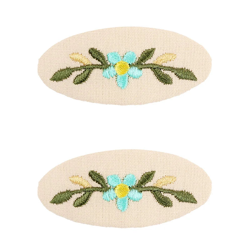 2Pcs/set Sweet Embroidery Hair Clips For Girls Waterdrop Shape BB Hairpin Barrettes Kids Hairpins Headwear Hair  Accessories