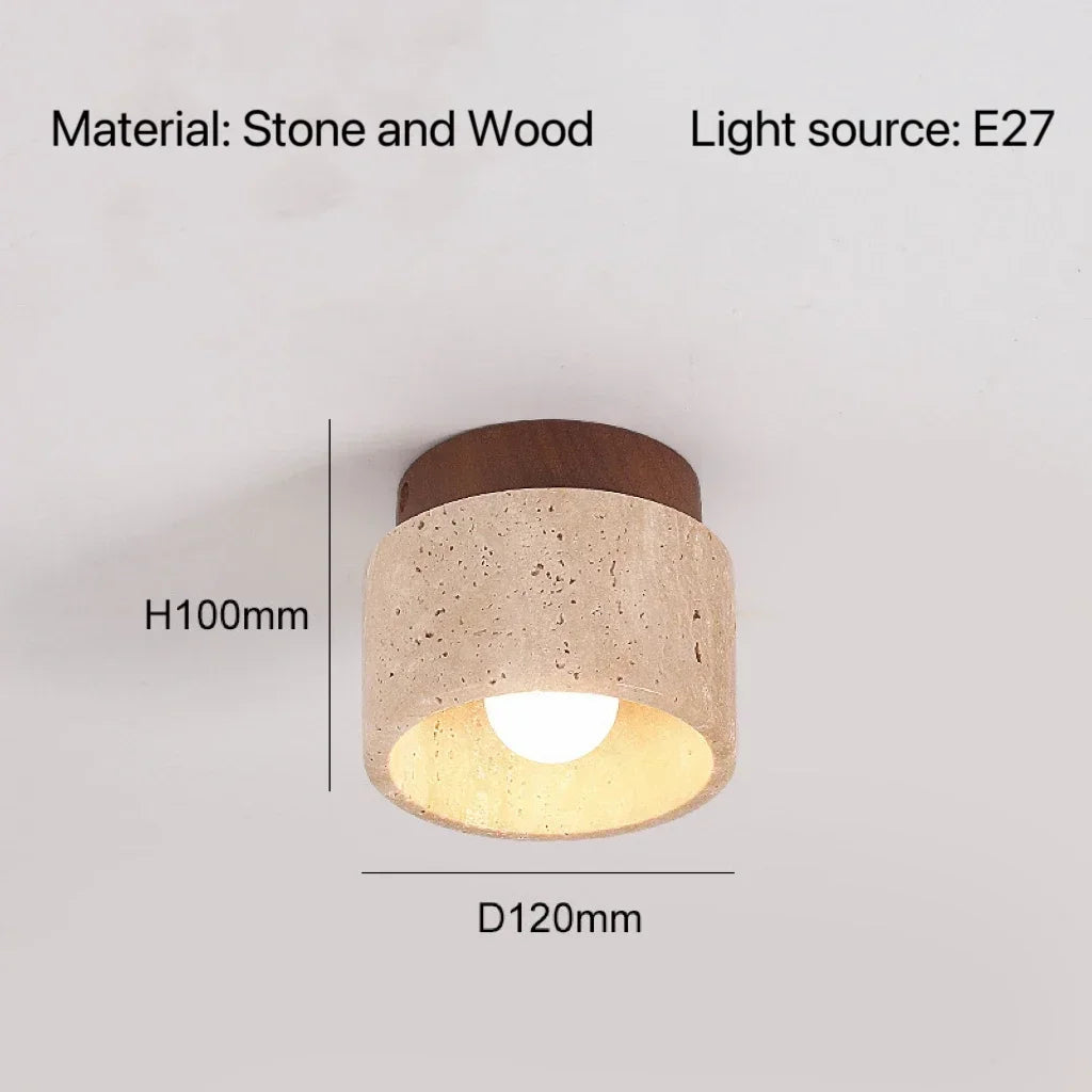 Modern Stone Travertine Ceiling Lamp Bedroom Corridor Flush Mounted