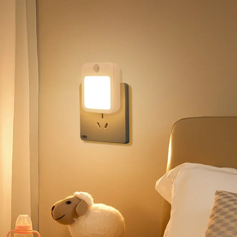 Night Light Motion Sensor With LED Light EU Plug Lamps