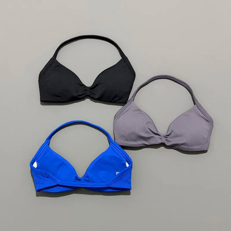 Sports Bra Push Up Strappy Sexy Open Back Gym Crop Top