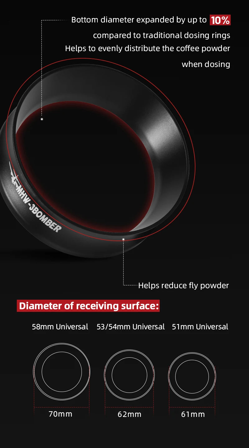 MHW-3BOMBER 58MM Magnetic Dosing Funnel with 10 Magnets Espresso Dosing Ring