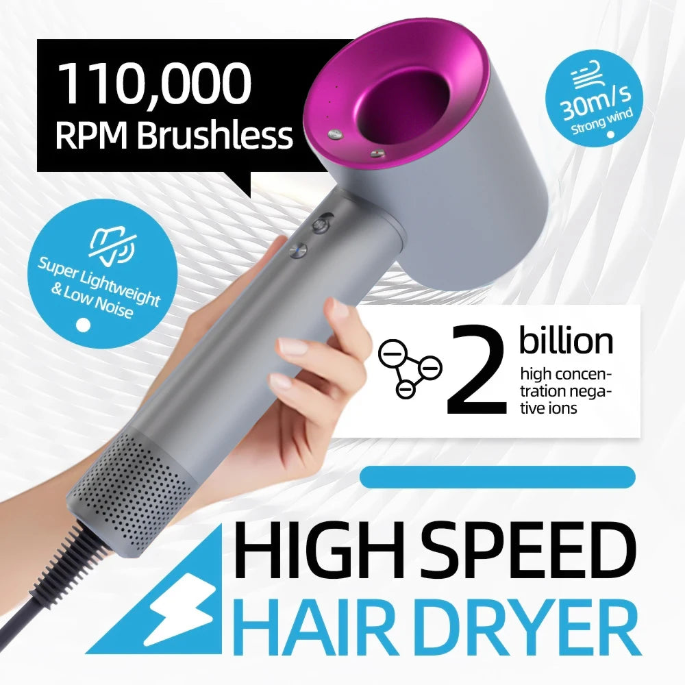 High-speed bladeless hair dryer Negative ion hair care High power, silent and quick drying, portable, suitable for home travel