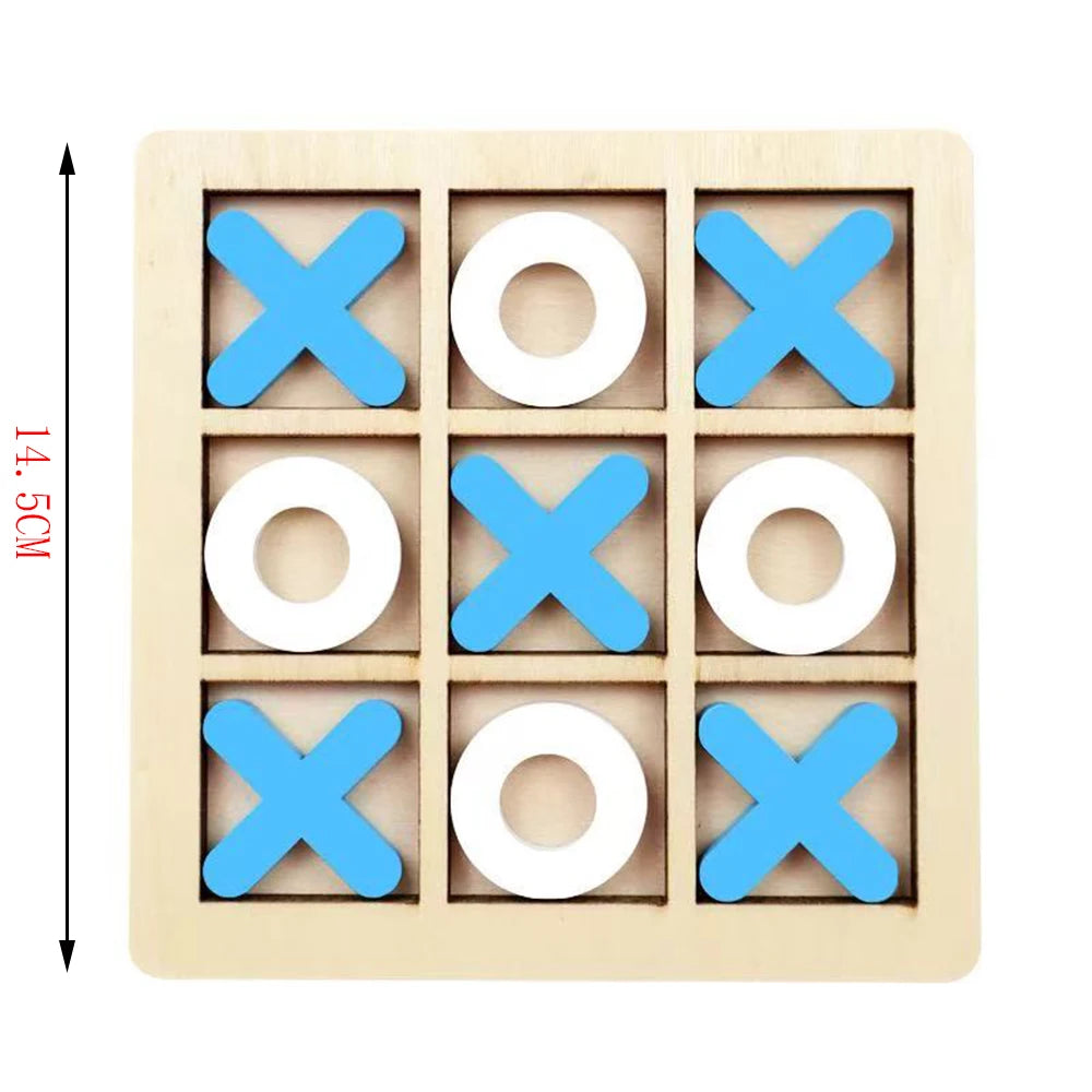 Wooden XO Tic Tac Toe Game Mini Chess Board Interaction Puzzle Training Montessori Educational Toys Gift for Kids Boy Girl