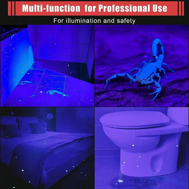 UV Flashlight 395nm Ultraviolet Torch With Pen Clip Portable AAA Batteries