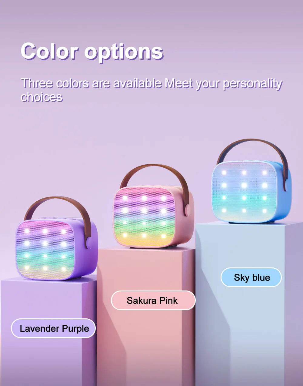 Mini Karaoke Machine Portable Bluetooth 5.3 PA Speaker with 2 Wireless Microphones for Home Family Singing Gift K12