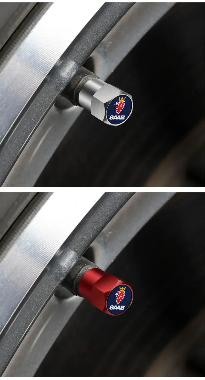 4PCS Car Tire Wheel Stem Air Valve Caps Covers For SAAB 9-4X 9-7X 9-3 9-5 9-2X 9-X