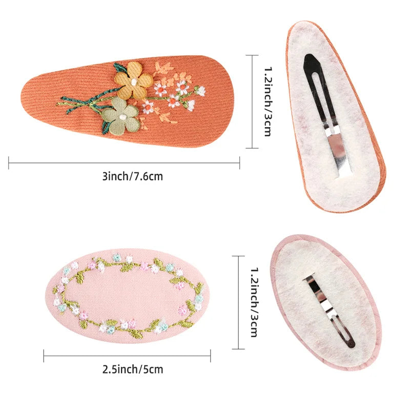 2Pcs/set Sweet Embroidery Hair Clips For Girls Waterdrop Shape BB Hairpin Barrettes Kids Hairpins Headwear Hair  Accessories