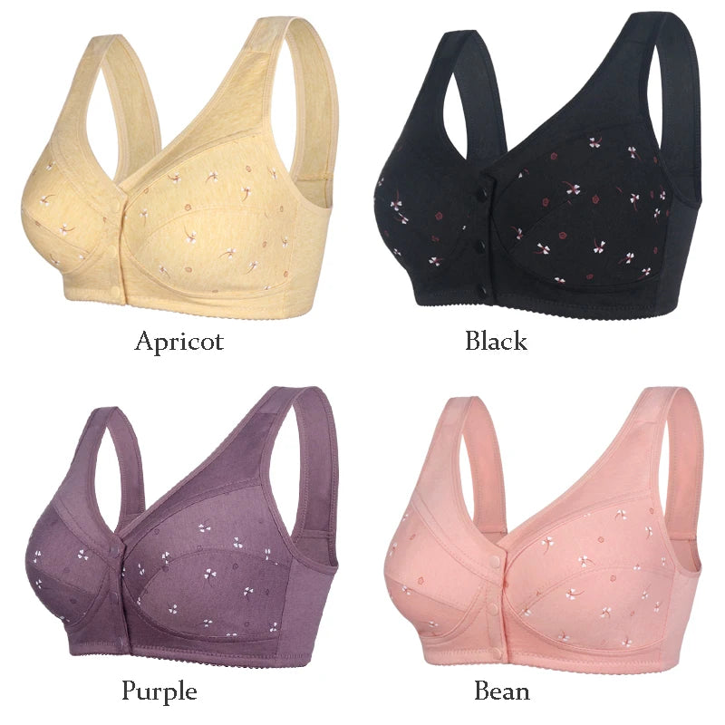 Bra For Women Wire Free Bra Cotton Underwear Front Closure Brassiere Women's Lingerie Large Bust 48 50 52 B C Cup