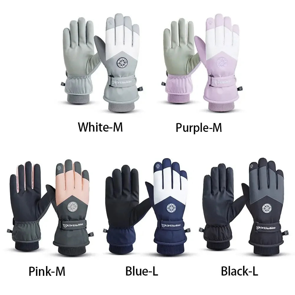 Winter Snowboard Ski Gloves PU Leather Non-slip
