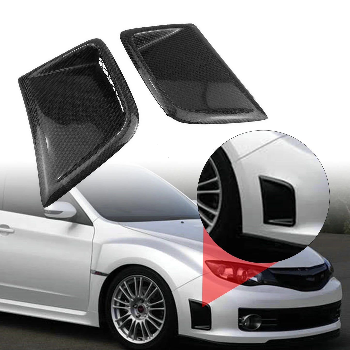 Qatar WRX Front Bumper Side Air Vent Trim Genuine Carbon Fibre Engine Outlet Intake Cover For 2008-2014 Subaru STI WRX GRB Wagon 10th