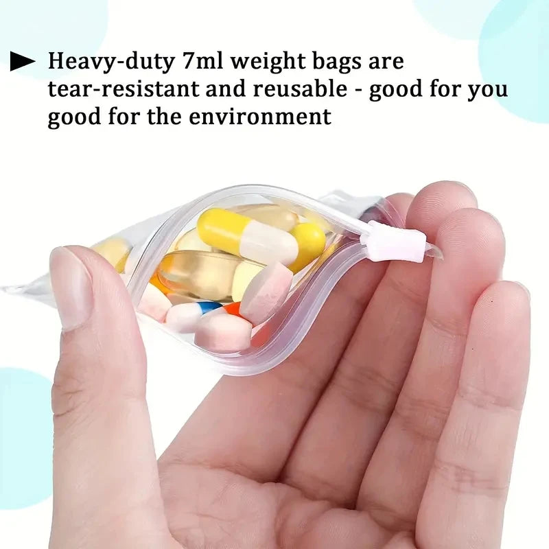 5pcs Self-Sealing Reusable Pill Pouch for Travel Medication and Small Items