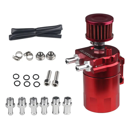 Car Baffled Oil Catch Can Tank Kit with Breather 300ml Aluminum Polish Engine Air Oil Separator Tank Reservoir Kit Universal