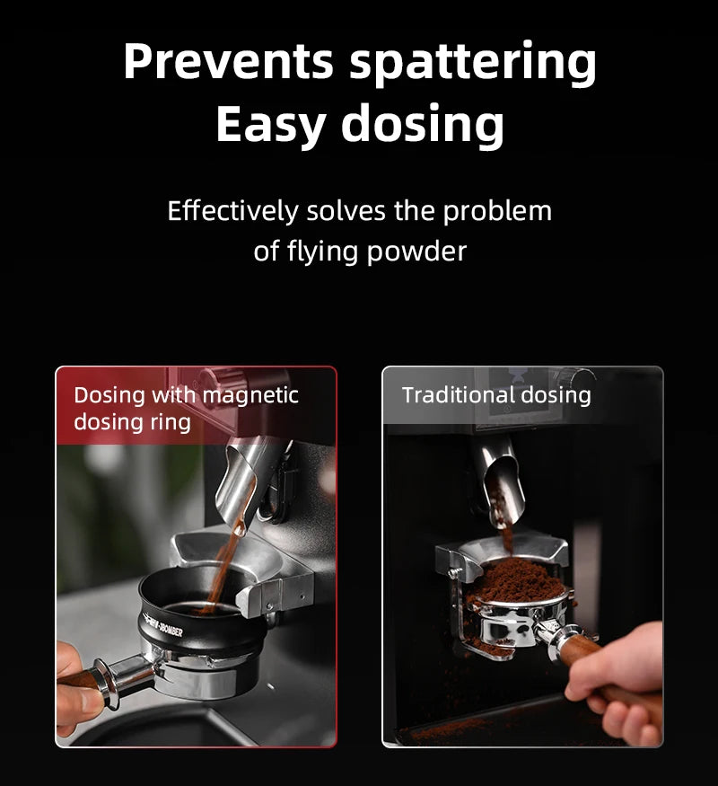 MHW-3BOMBER 58MM Magnetic Dosing Funnel with 10 Magnets Espresso Dosing Ring