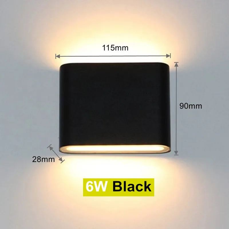 6W 12W LED Wall Lamp Outdoor Waterproof Garden Lighting Aluminum