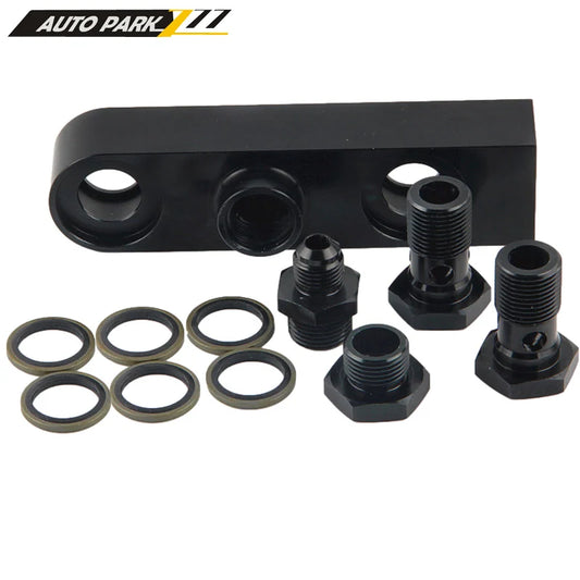 AN6 8 10 Billet Aluminium Assembly 2 in 1 inlet bracket for external Dual Twin Fuel Pumps