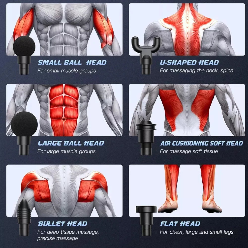 Massage Gun Electric Percussion Pistol Massager Body Neck Back Deep Tissue Muscle Relaxation Pain Relief Fitness