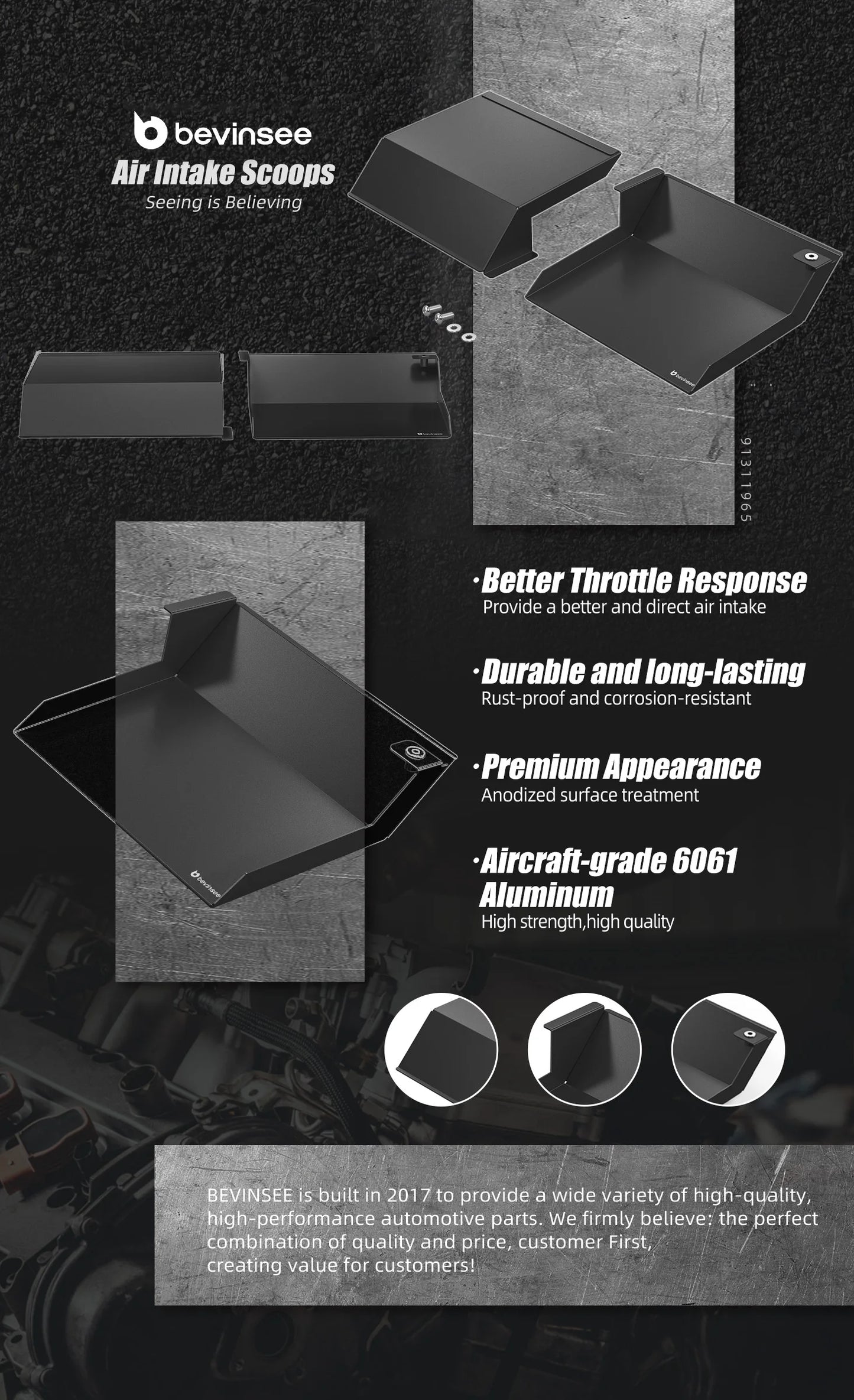 QT Aluminum Air Intake Scoops Air Inlet For BMW E92 323i 325i 328i 330i 335i 335d 2010 2011 2012 2013