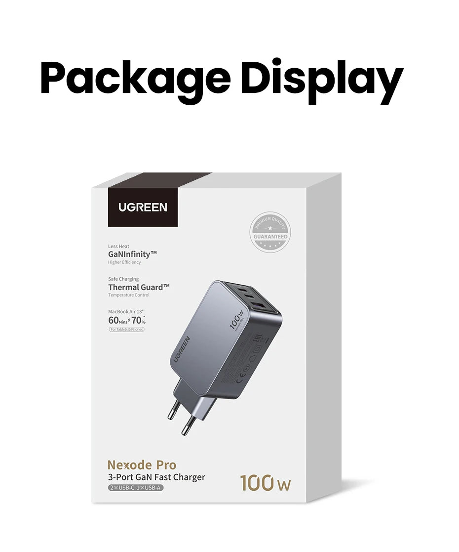 UGREEN 100W GaN Charger USB C Charger QC4.0 3.0 Quick Charge
