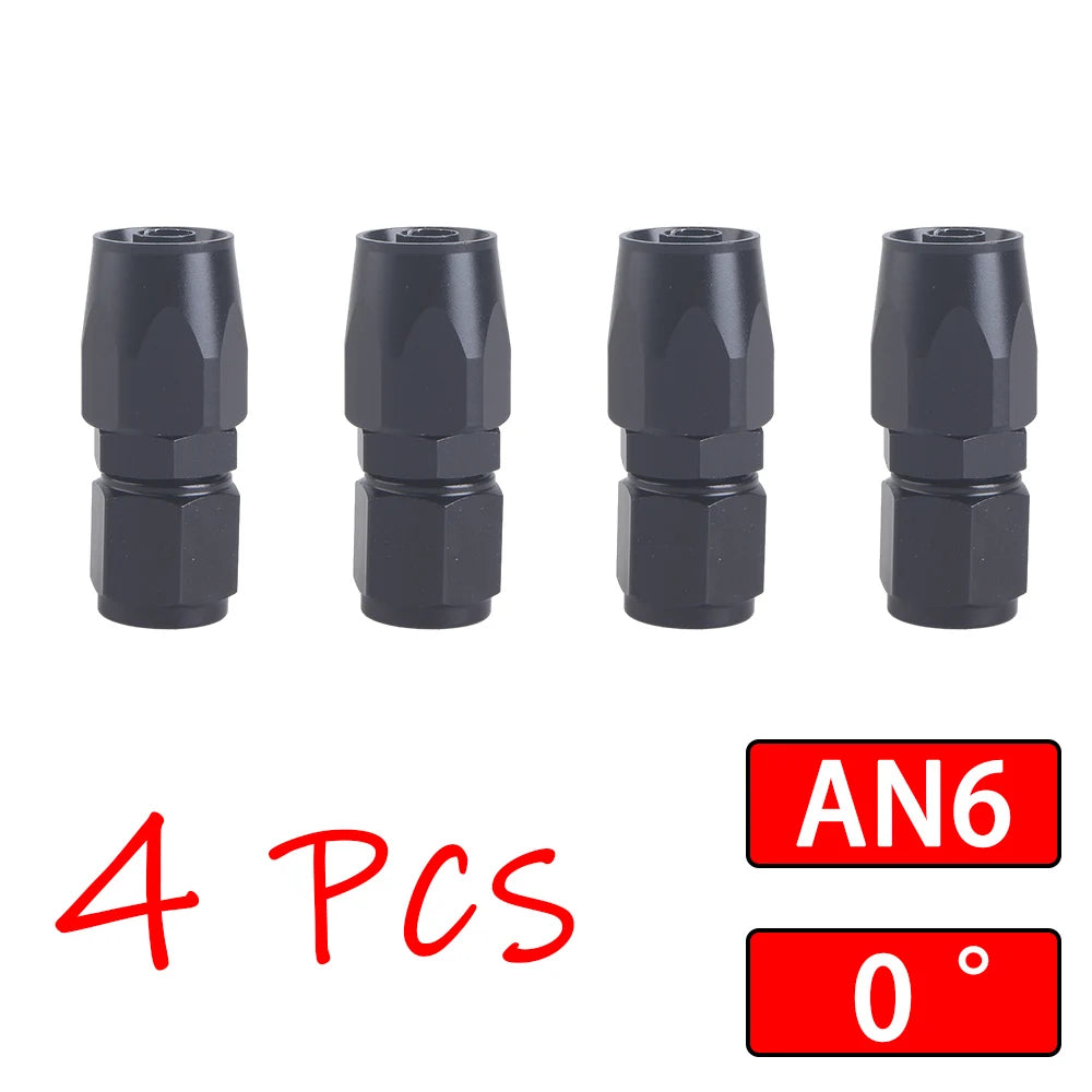 4Pcs Universal AN4 AN6 AN8 AN10 AN12 Straight 45° 90° 120° 180° Degree Oil Fuel Swivel Hose End Fitting Oil Hose End Adaptor Kit