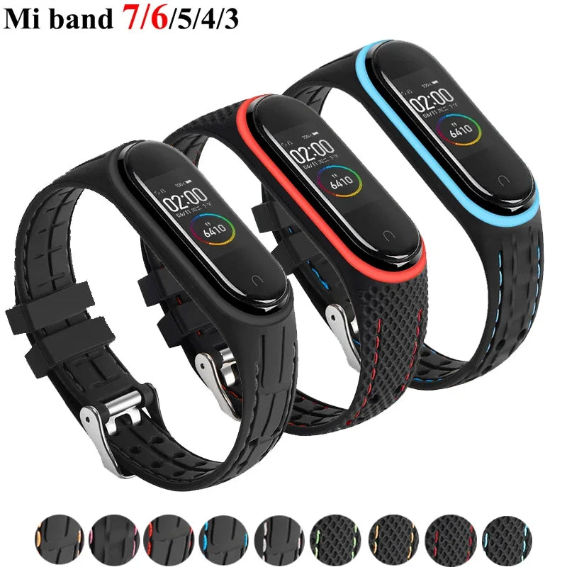Strap For Mi band 7 6 5 Bracelet Sport belt Silicone watchband