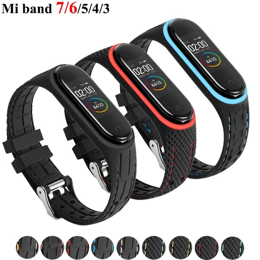 Strap For Mi band 7 6 5 Bracelet Sport belt Silicone watchband