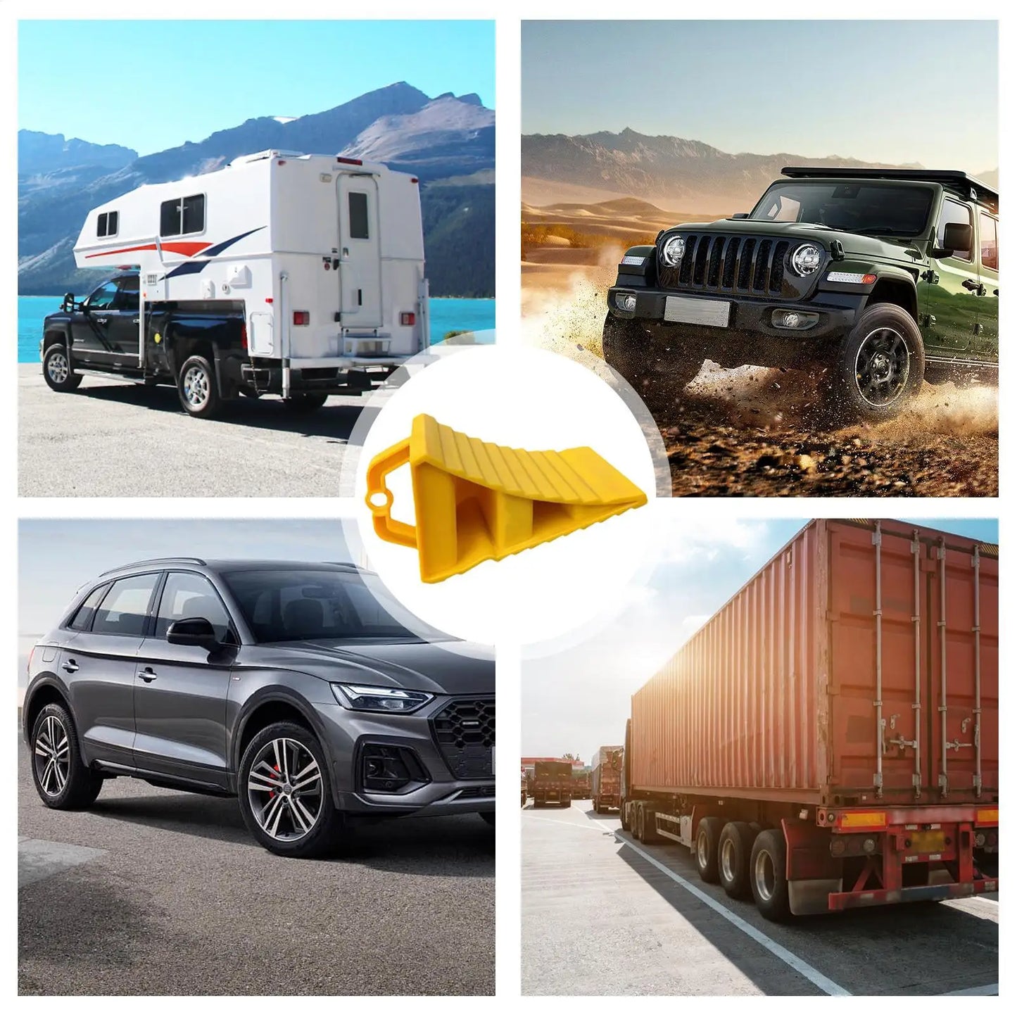 Wheel Stopper For Car Anti-Slip Multipurpose Wheel Stopper Yellow Tire Chocks Portable Wheel Chocks Wear-Resistant Tire Stopper