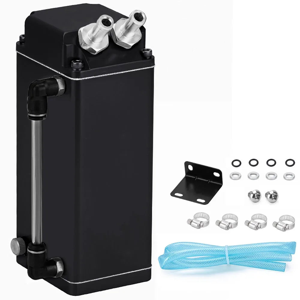 Universal Square Style Oil Catch Can Oil Tank Reservoir Breather Kit 0.5L Aluminium Racing Fuel Surge