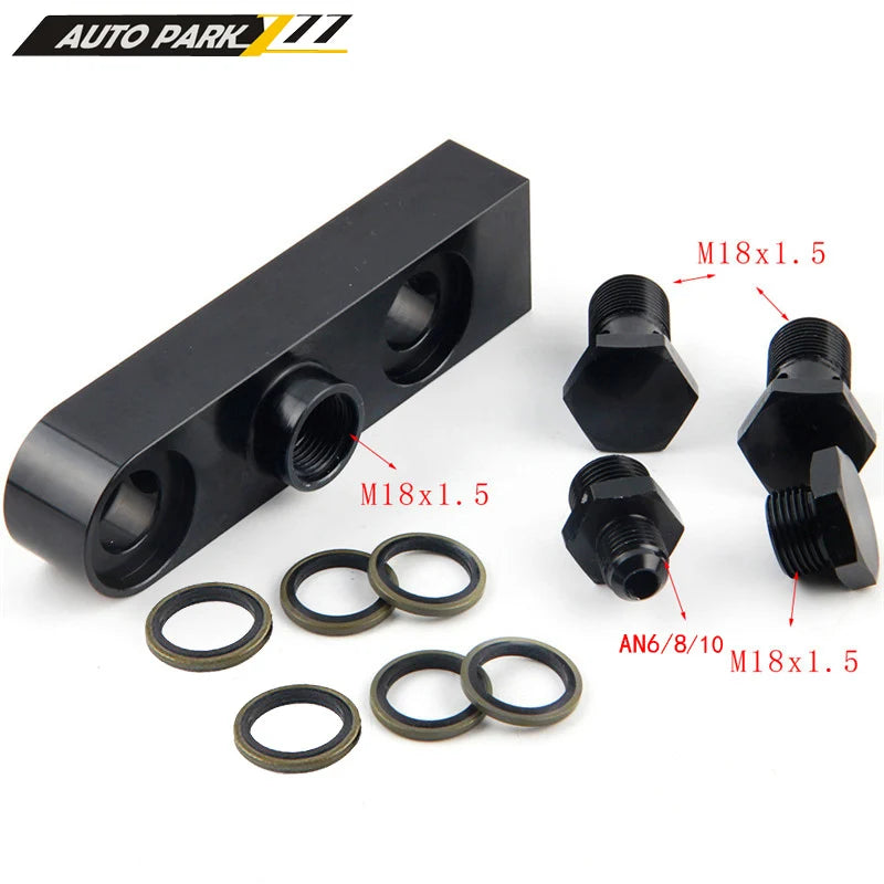 AN6 8 10 Billet Aluminium Assembly 2 in 1 inlet bracket for external Dual Twin Fuel Pumps