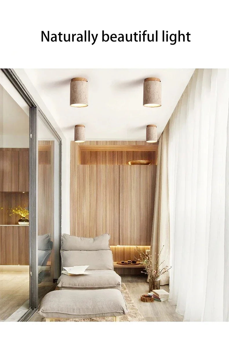 Modern Stone Travertine Ceiling Lamp Bedroom Corridor Flush Mounted