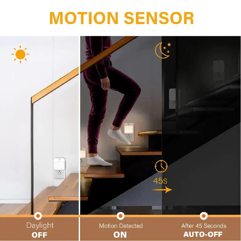 Night Light Motion Sensor With LED Light EU Plug Lamps