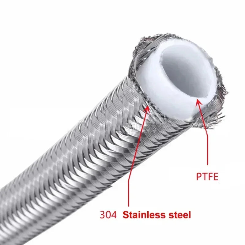 Engine Pipe Brake Tube 304 Stainless Steel Braided 1-6M(3.2-19.6FT) 3AN 4AN 6AN 8AN 10AN E85 PTFE Fuel Hose Oil Gas Cooler Line