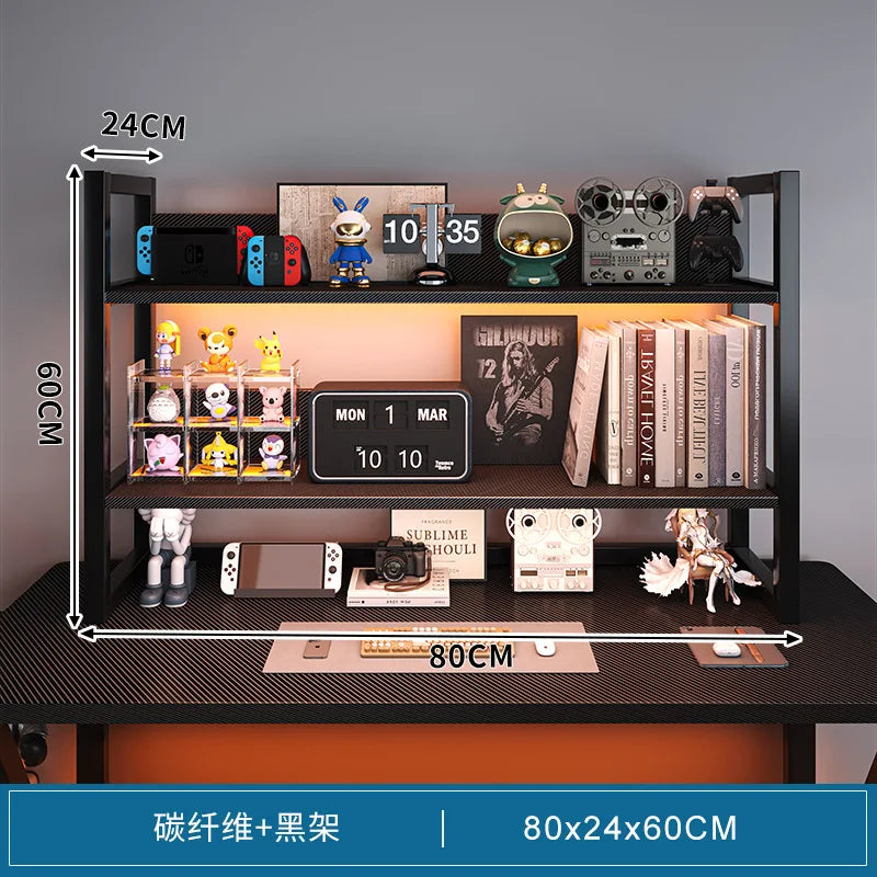 Nordic Desk for Home Carbon Fiber Corner Double Computer Desks with Shelf Light Luxury Simple Household Gaming Tables