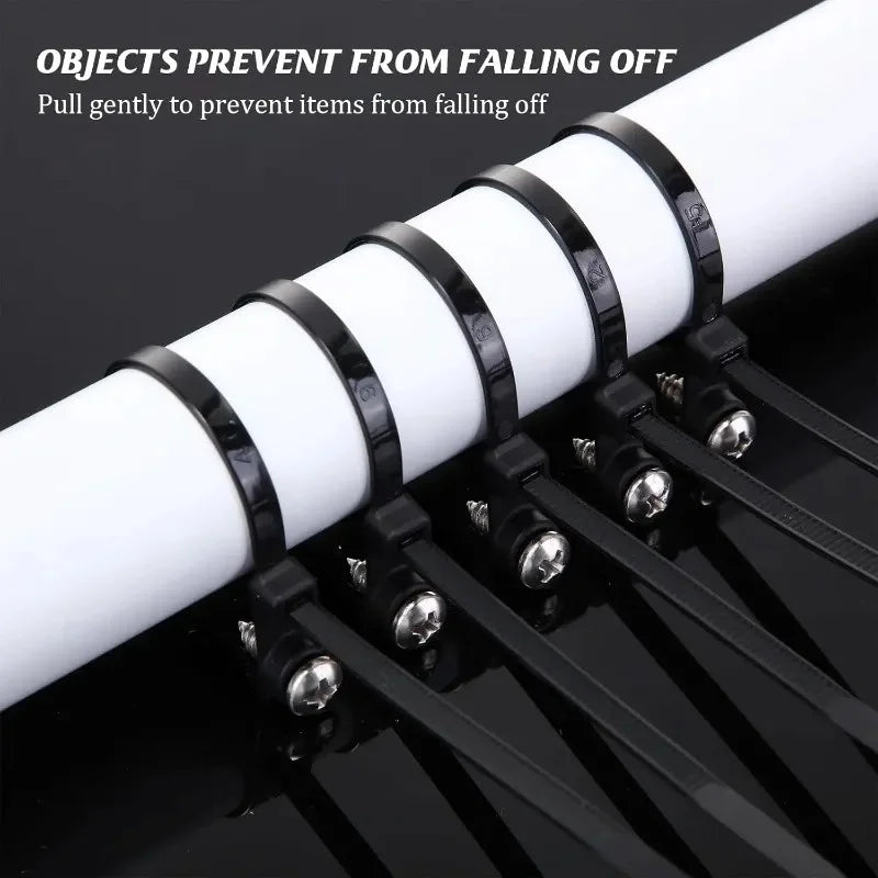 500/100PCS Screw Hole Cable Ties Reusable Fixed Nylon Cable Ties Self-locking Cord Ties Straps