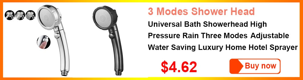 Shower Head High Pressure Water Saving with On/Off Switch Stop Button Ionic Mineral Anion 3 Modes