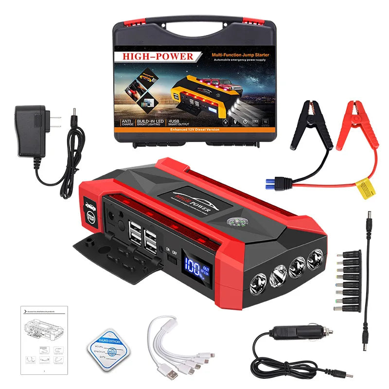 30000mAh Car Jump Starter Portable Car Battery Booster Charger 12V Car Emergency Start Power Supply Starting Device Car Starter