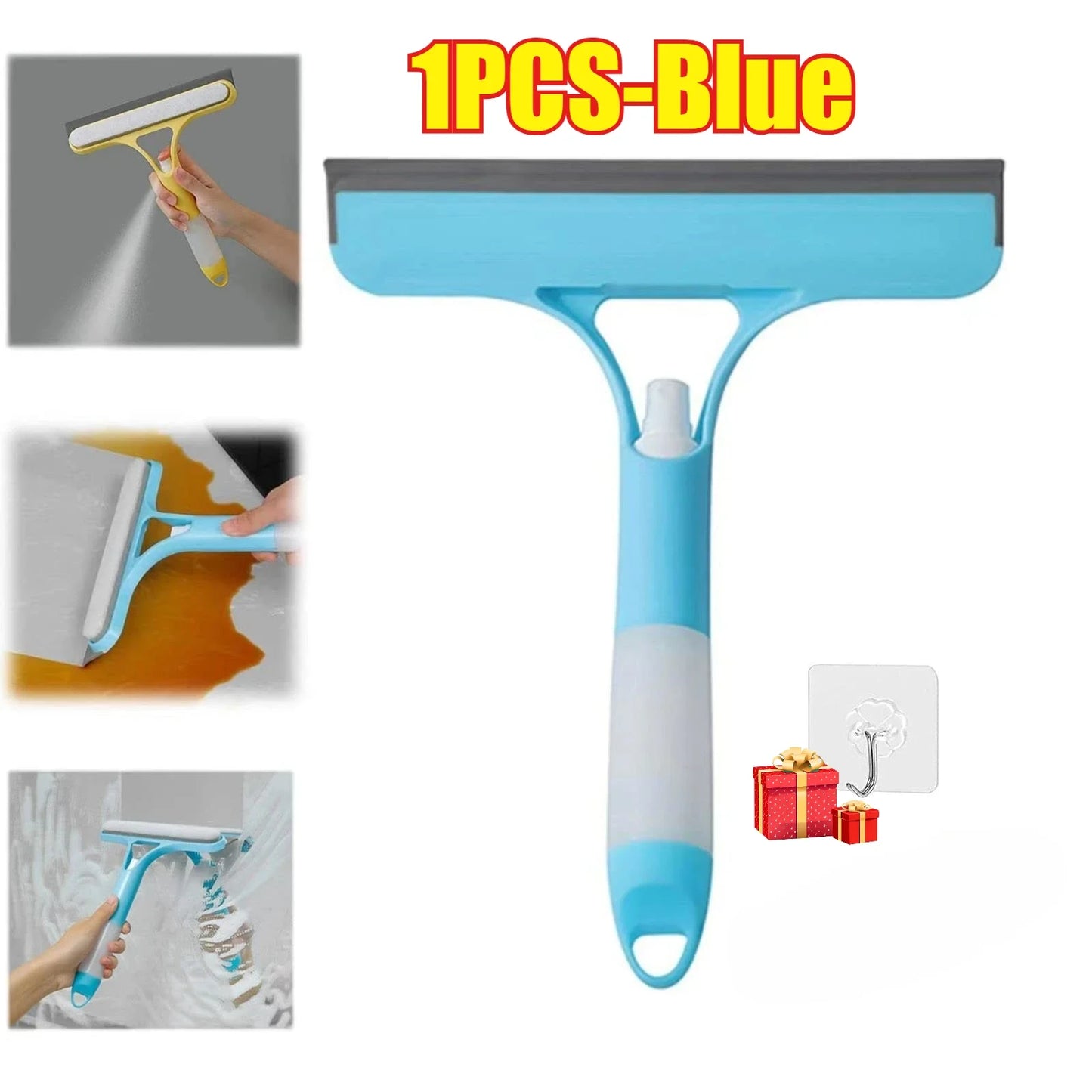 Glass Wiper with Watering Can Glass Cleaning Tool 3-In-1 Mirrors Glass Scraper Motorcar Window Scraper Household