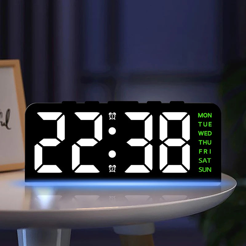 USB Powered Digital Alarm Clock with Mood Light Dual Alarm Snooze Table Clock