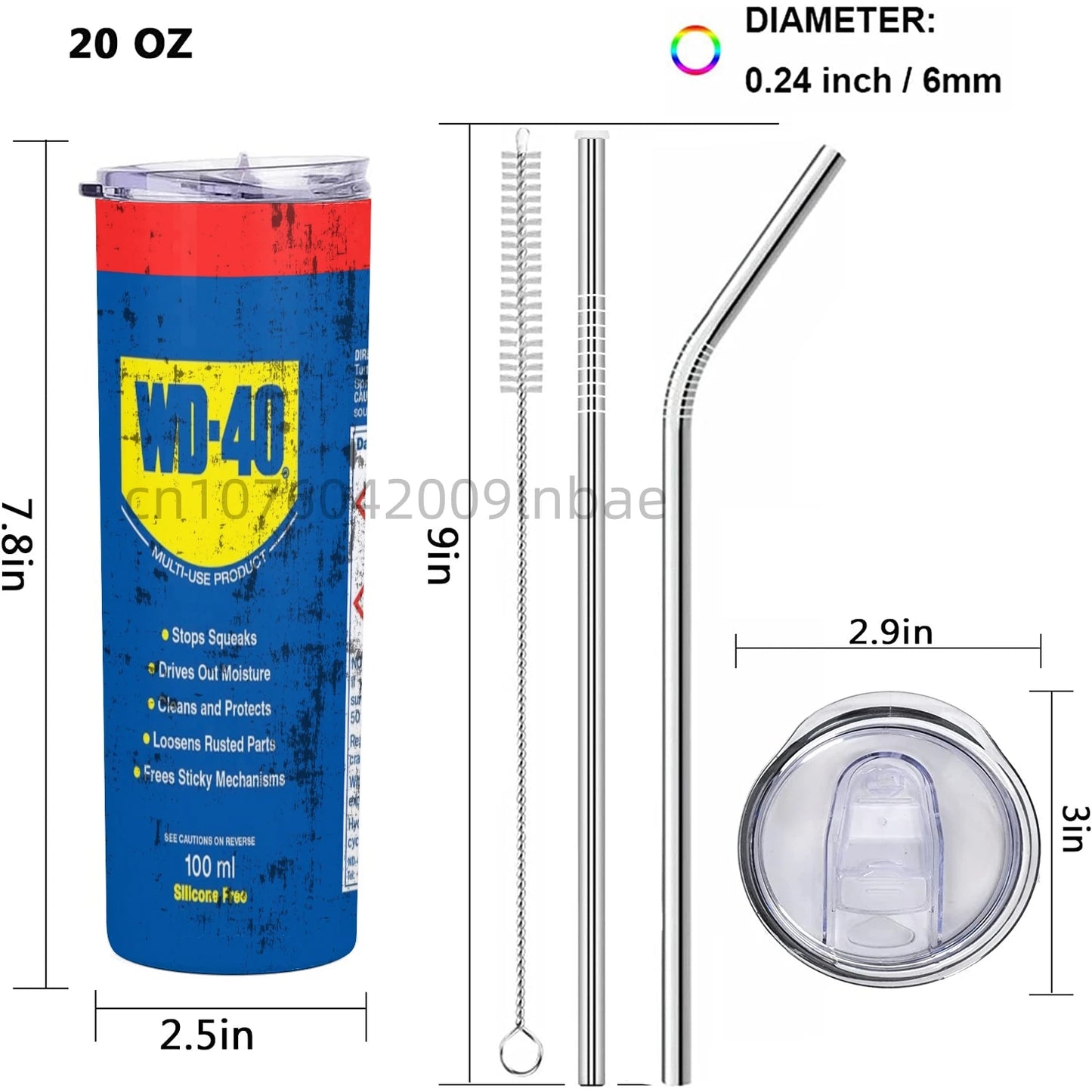 20Oz WD40 Mechanic Oil Stainless Steel Vacuum Double Wall Insulated Tumbler Flask Mug Cup