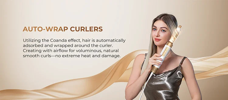 7 In 1 Hair Dryer Brush Brushless High Speed Hair Dryer with Diffuser Ionic Blow Dryer Hot Air Styling Comb Auto Hair Curler