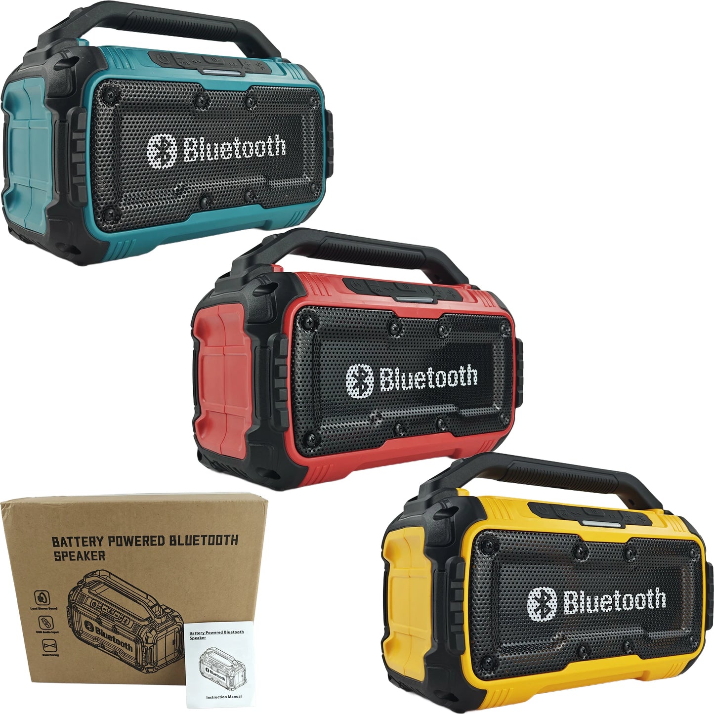 Portable Speaker Wireless Bluetooth-compatible Subwoofer Outdoor Construction Site Waterproof Loudspeaker Stereo Surround ﻿