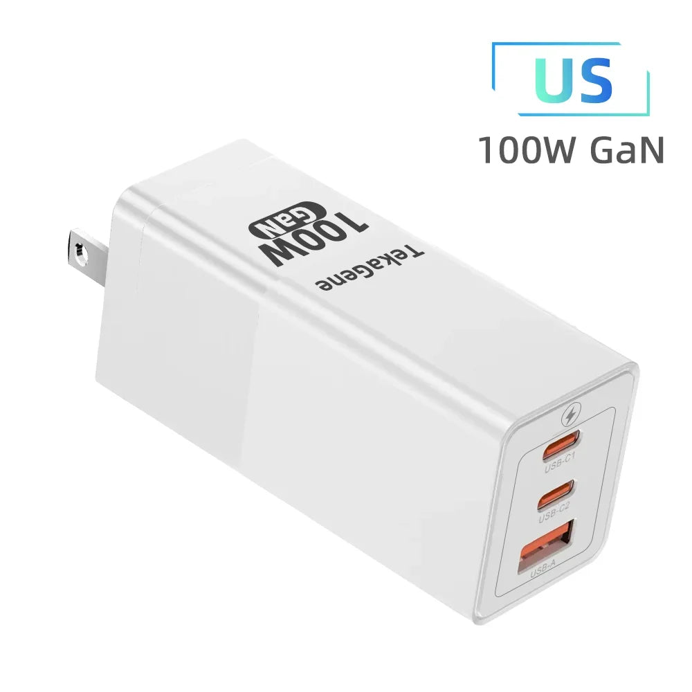 PD 100W GaN Charger USB Type C Fast Charger With Quick Charge 4.0 3.0 USB Phone Charger For iPhone 16 Pro Max Galaxy S24 Laptop