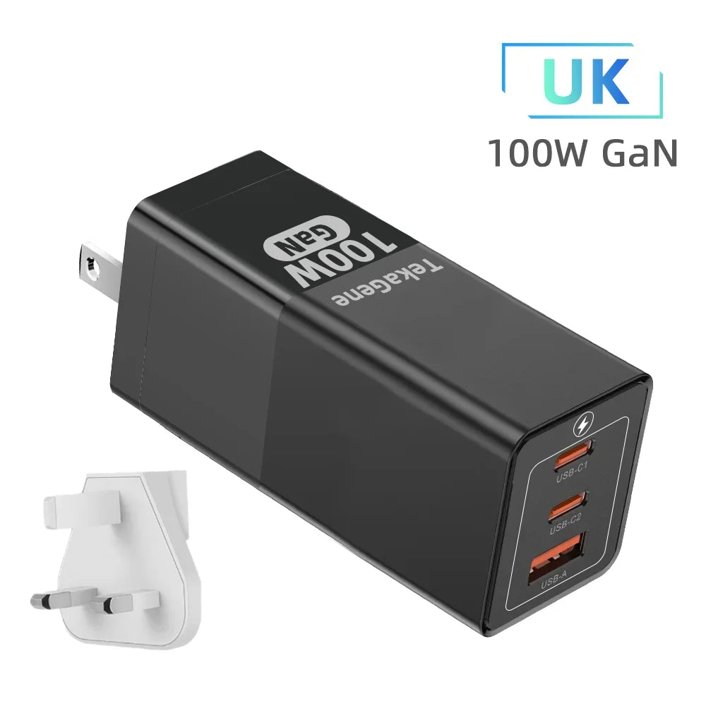 PD 100W GaN Charger USB Type C Fast Charger With Quick Charge 4.0 3.0 USB Phone Charger For iPhone 16 Pro Max Galaxy S24 Laptop
