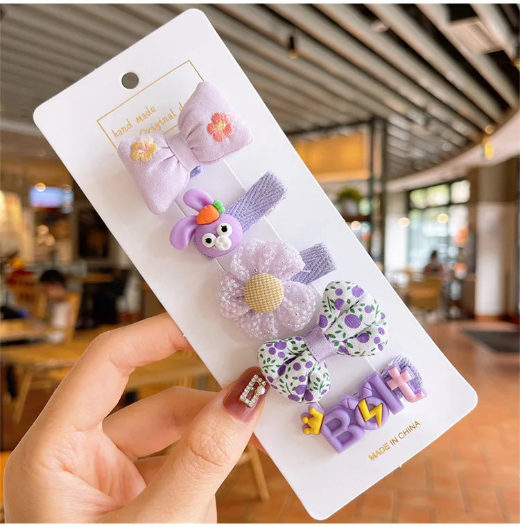 1Set Girls Cute Candy Bowknot Flower Barrettes Girls Baby Hair Clip Hairpins Headband For Children Kids Hair Accessories New