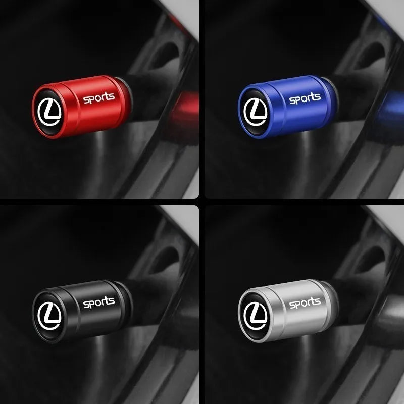 4Pcs Lexus Styling Wheel Tires Bolt-in Valve Caps Badge Decor For Lexus IS250 IS200 CT200h GS300 LS430 RX450h LX570 IS300 ES RX LS