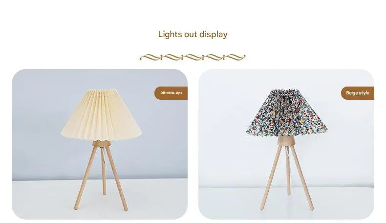 INS Retro LED Table Lamp Wooden Tripod Fabric Desk Lamp USB Power For Home Bedroom Bedside Desktop Decoration Nightstand Light
