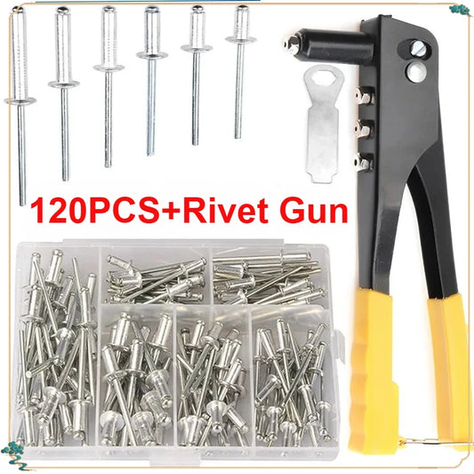 Riveter Set Pop Rivet Gun and 120Pcs Blind Rivets Assortment Rivet Tool