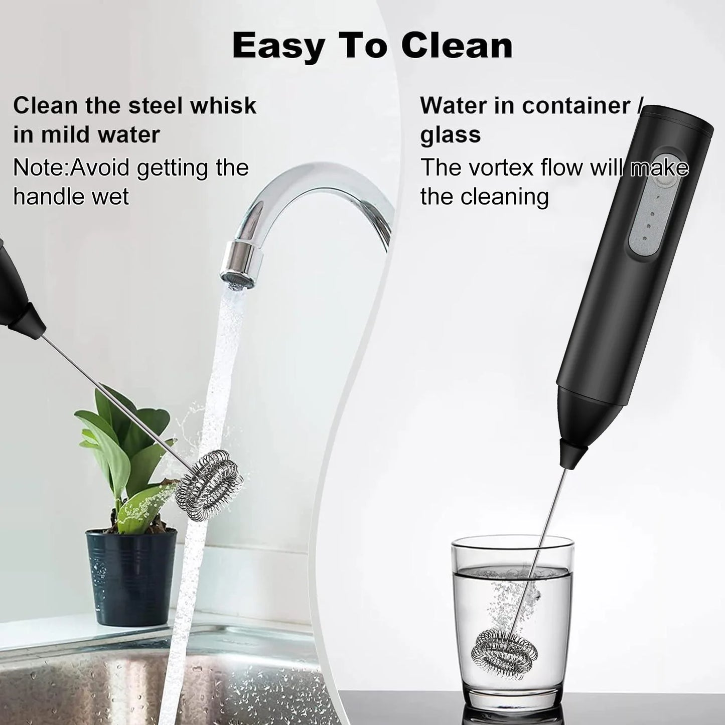 MINI Milk Frother USB Rechargeable 3 Speeds Foam Maker Coffee Whisk Mixer