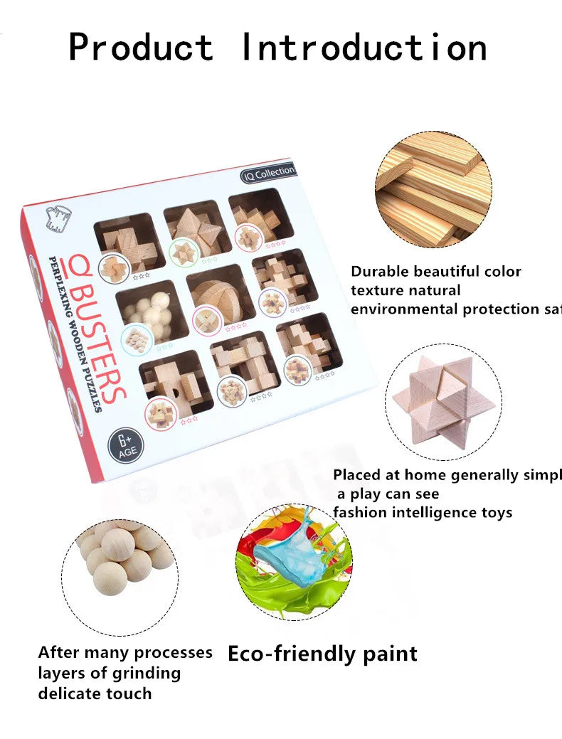 Wooden Unlocking Puzzles Brain Teasers Kong Ming LuBan Lock Adult Decryption Toy Assembly Game Children's Puzzle Puzzles Toys