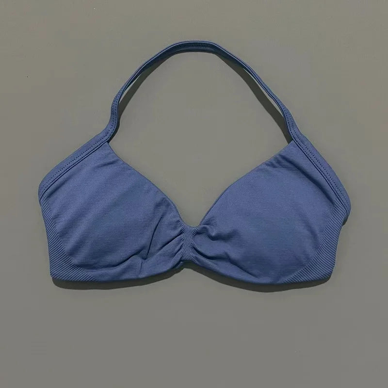 Sports Bra Push Up Strappy Sexy Open Back Gym Crop Top