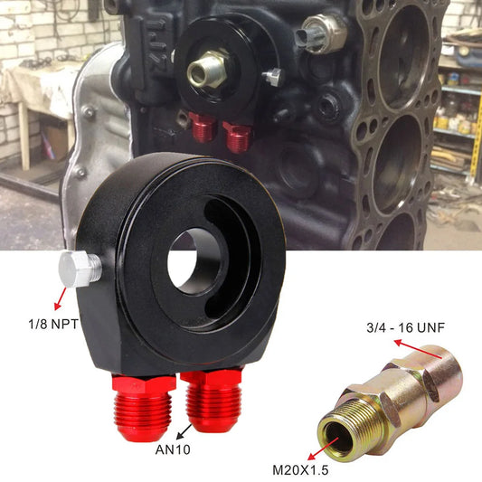 Oil Cooler & Oil Sandwich & Oil Hose Car Aluminum Universal Oil Filter Sandwich Adapter For Oil Cooler Plate Kit AN10